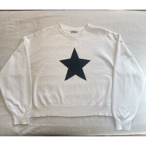 Orange Kiss Essentials White Sweater With Black Star Rayon Blend W XL